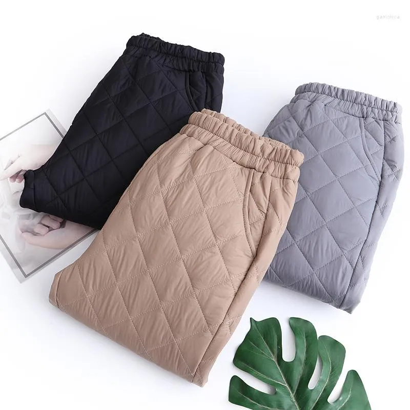 New Winter Warm Down Cotton Pants Women Fashion Padded Quilted