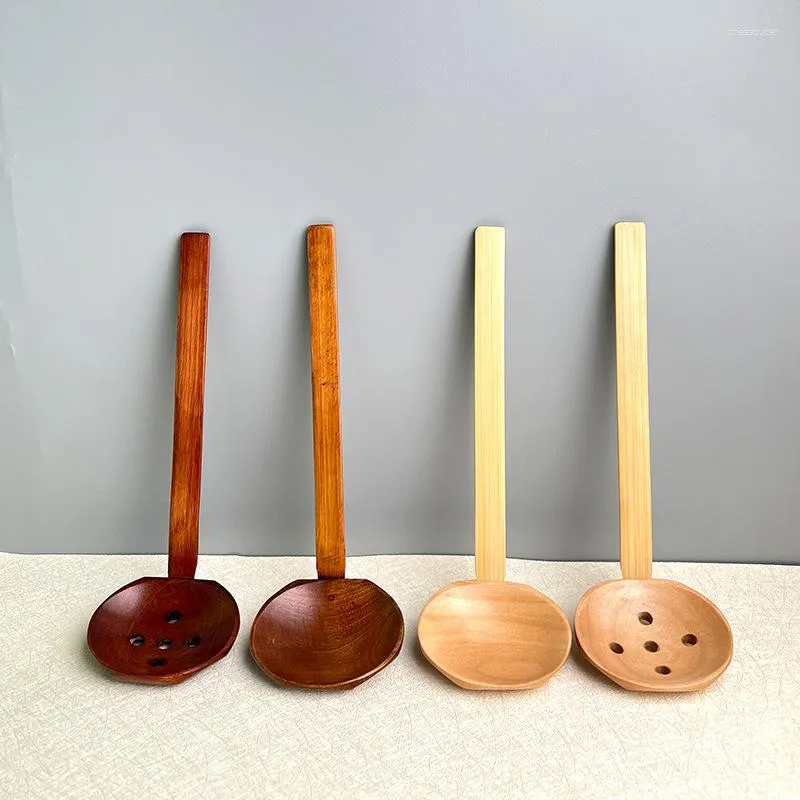 Spoons Solid Wood Noodles Soup Spoon Japanese Congee Pot Nanmu Bamboo Handle Oil Serving