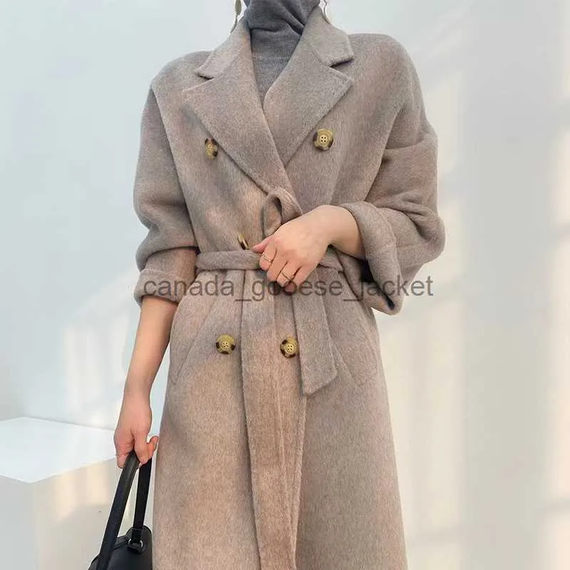 Misturas de lã feminina alpaca dupla face casaco de lã longo casaco de lã feminino de alta qualidade lã de caxemira l230918