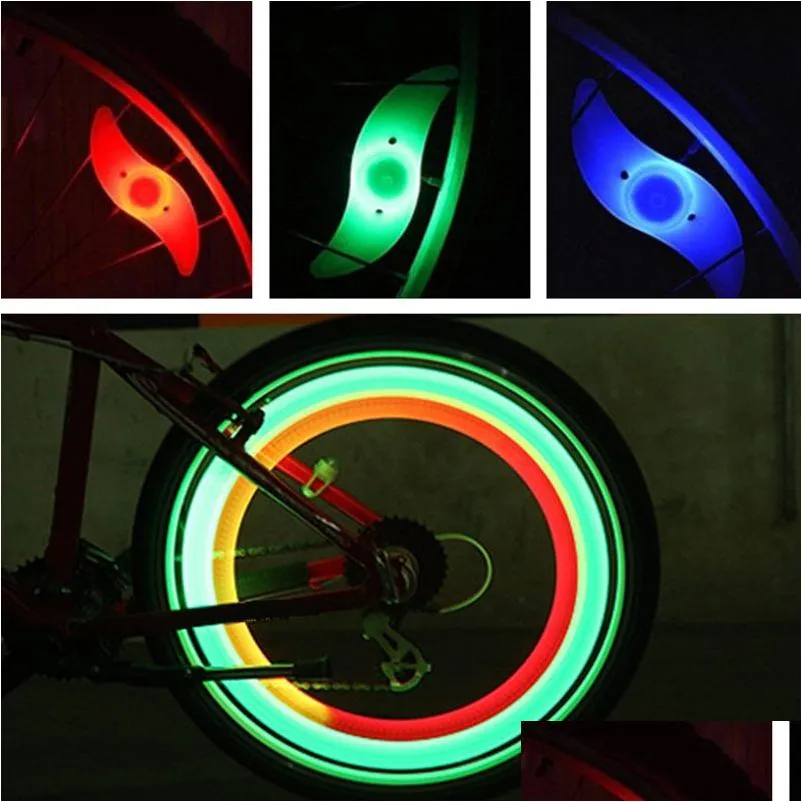 Luces decorativas LED para bicicleta, accesorios de luz para radios, lámpara de flash impermeable, rueda de ciclismo brillante, iluminación de neumáticos, 4 colores, gota D Dh5Mq