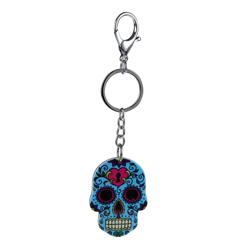 European and American jewelry acrylic skull keychain creative metal key pendant wholesale