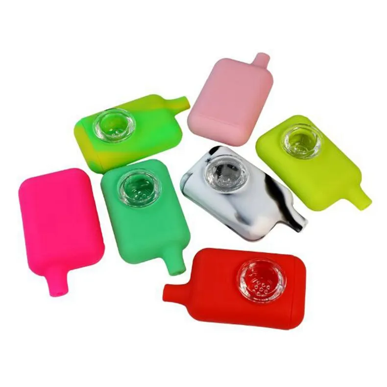 Nouveau style coloré tuyaux en silicone forme de popsicle portable facile à nettoyer verre neuf trous filtre écran cuillère bol herbe tabac porte-cigarette fumer à la main