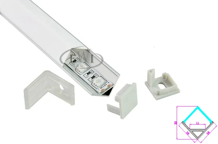 10 X 1M sets90 degree corner led aluminum extrusion and angle channel led for kitchen led or cabinet lights