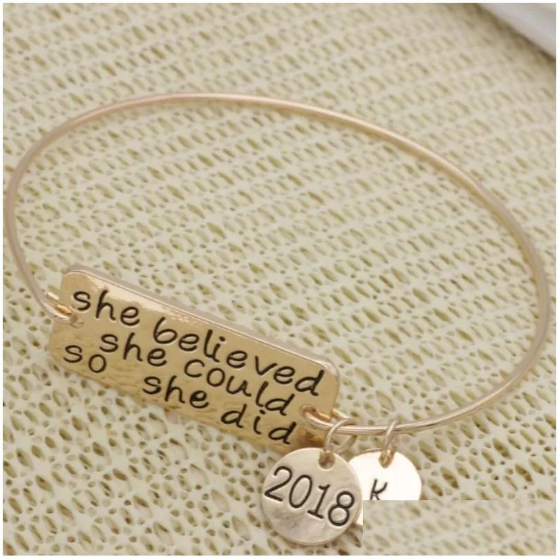 Charm-Armbänder, modisches Armband, inspirierender Schmuck, hohe Qualität, She Believed Cod So Did 2022 K B130Charm Charmcharm Drop Delivery Dhtlg