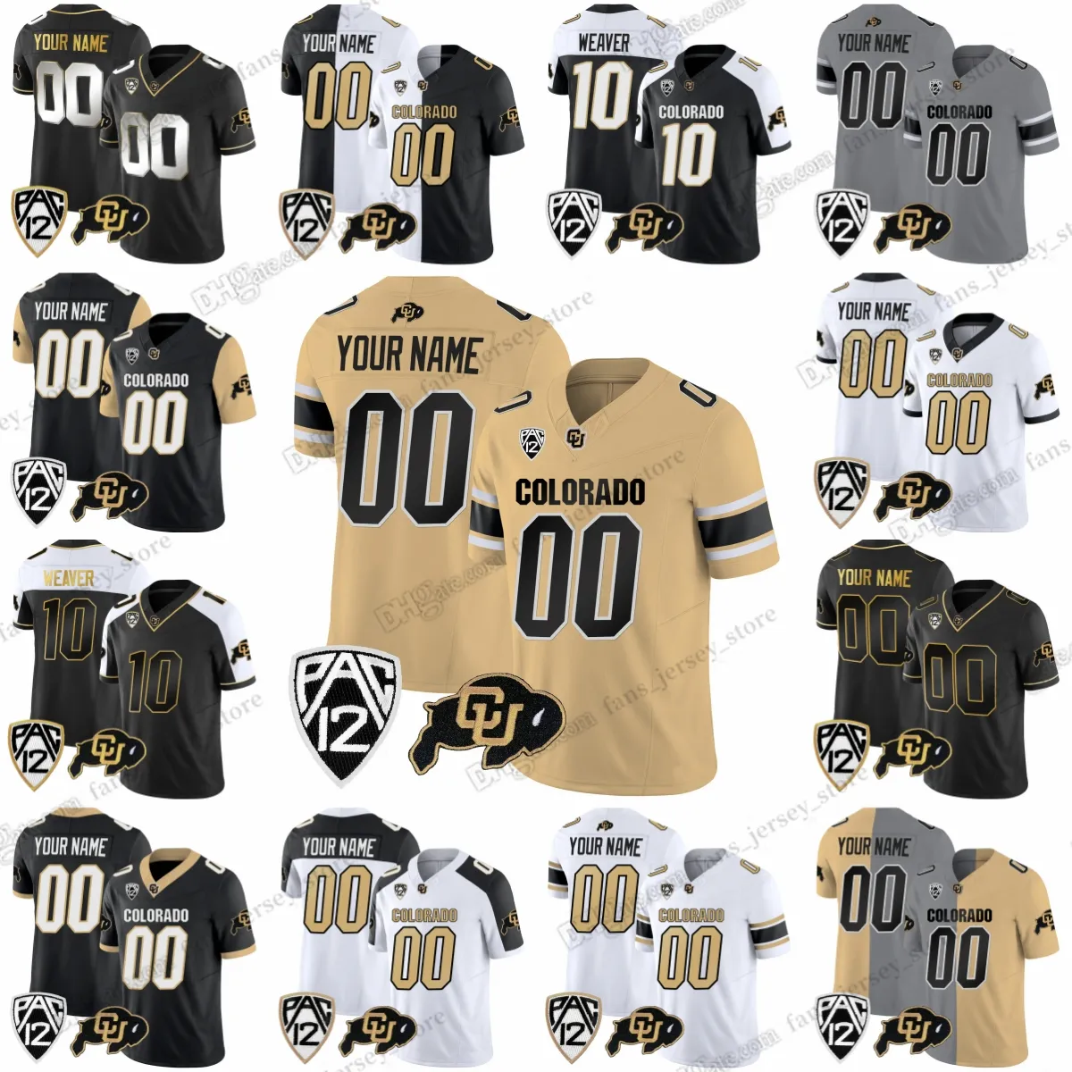 2023 مخصص NCAA Colorado Buffaloes Football Jersey 2 Sydeur Sanders 12 Travis Hunter 3 Dylan Edwards 21 Shilo Sanders 7 Cormani McClain Trevor Woods Xavier Weaver