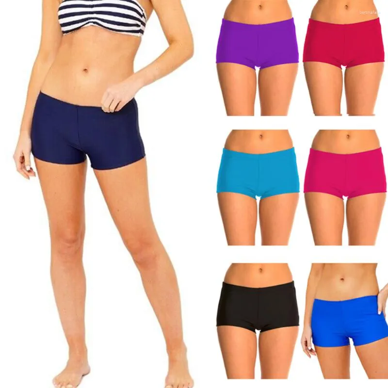 Calções de banho masculinos femininos lisos simples cor sólida biquíni shorts praia natação bottoms divididos