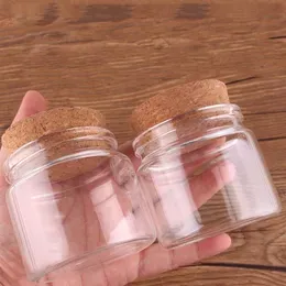 12pcs 65 60 53mm 120ml Transparent Glass with Cork Stopper Empty Spice Food Nuts Storage Bottles Jars Gift Crafts Vials T200507218A