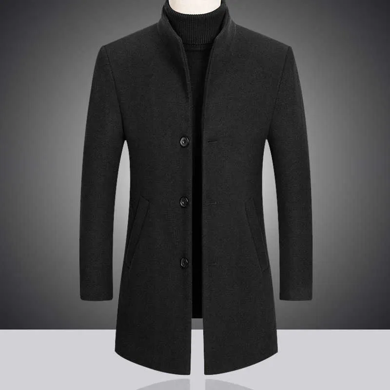 Mens Wool Blend Coat: Fashion Trench Jacket - Slim Fit