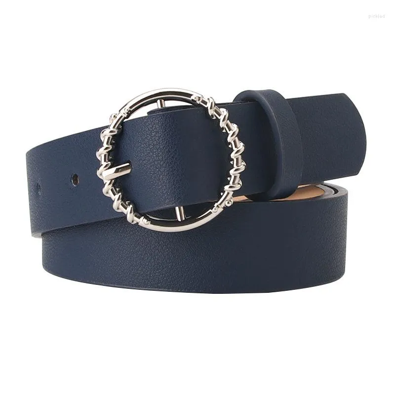 Belts Fashion Women Round Buckle Versatile Korean Style Casual Pin Pant Strap PU Belt