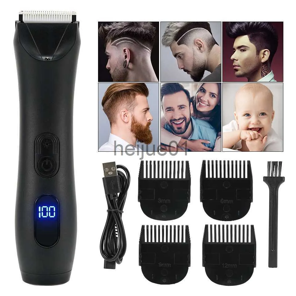 Barbeadores elétricos aparador de corpo elétrico e barbeador para homens corpo Groomer bola pubic aparador de pêlos substituível lâmina cerâmica IPX7 à prova d'água x0918