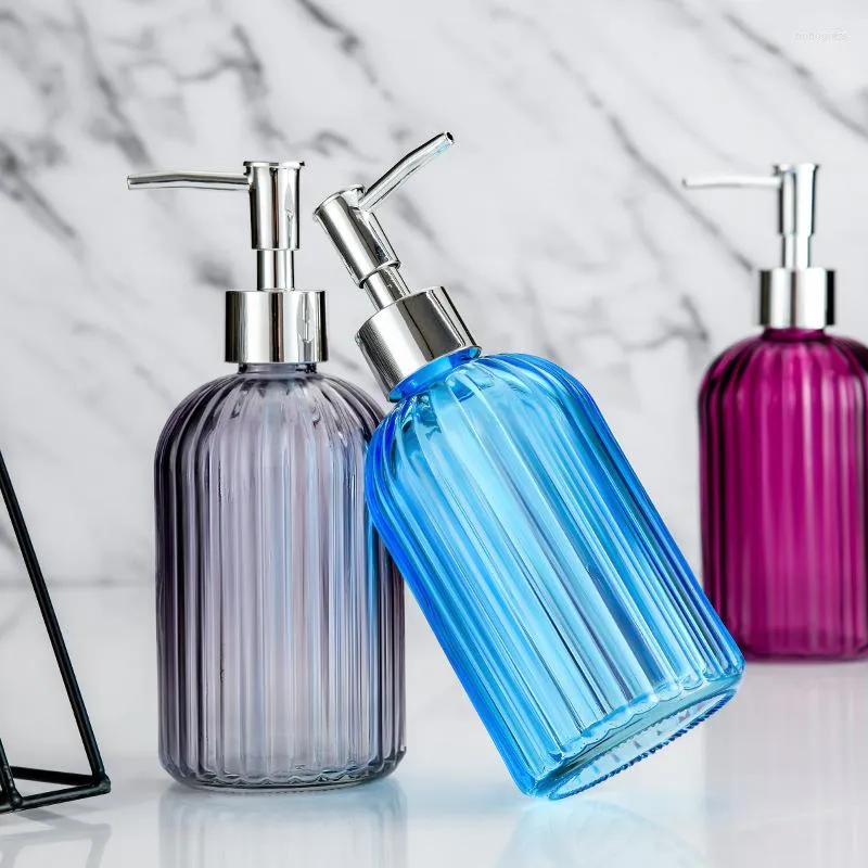 Liquid Soap Dispenser Transparent Glass Hand Pump Shampoo Bottle Shower Gel Storage Box Kitchen Sink Bathroom Accessories Set