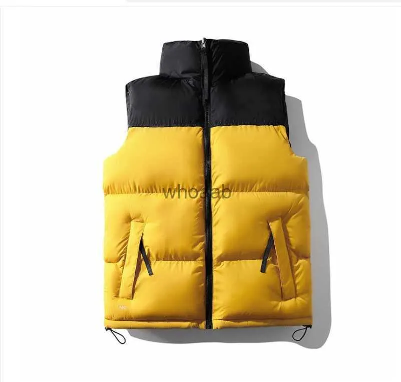 Västar puffer västar ny mode vinterdesigner gula väst kvinnor ner jacka par parka stativ krage fjäderdräkt flerfärgade kvinnor kappa hkd230918