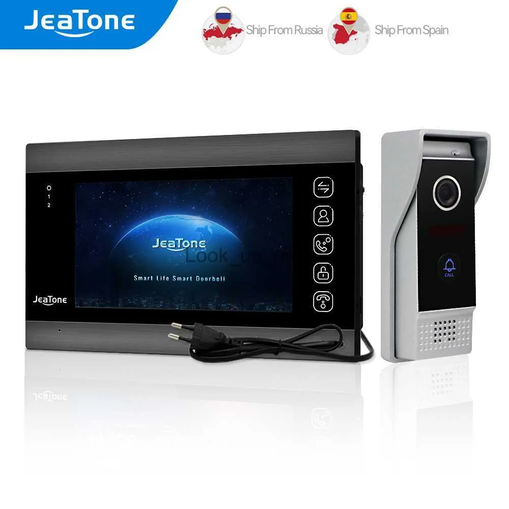 Campainhas JeaTone 7 polegadas Home Video Door Phone Intercom System 1200TVL Campainha Câmera Tela LCD colorida para desbloqueio Monitor Conversa em dois sentidos HKD230918