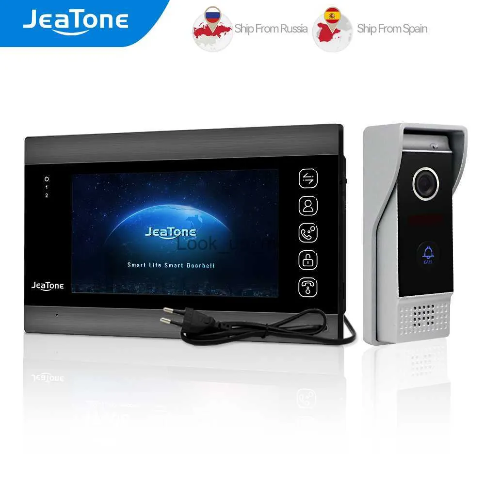 Дверные звонки JeaTone 7-дюймовый домашний видеодомофон Домофонная система 1200TVL Дверной звонок Камера Цветной ЖК-экран для разблокировки монитора Двусторонняя связь HKD230918