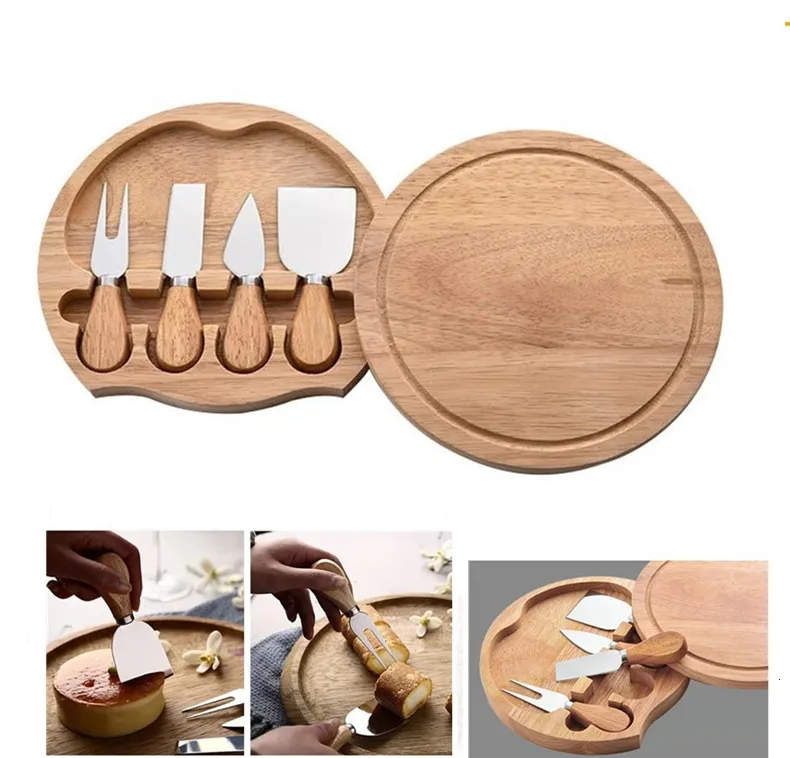 Outils à fromage 4pcsset couteaux bois acier inoxydable poignée couverts trancheuse coupe mini couteau beurre spatule fourchette cuisson 230918