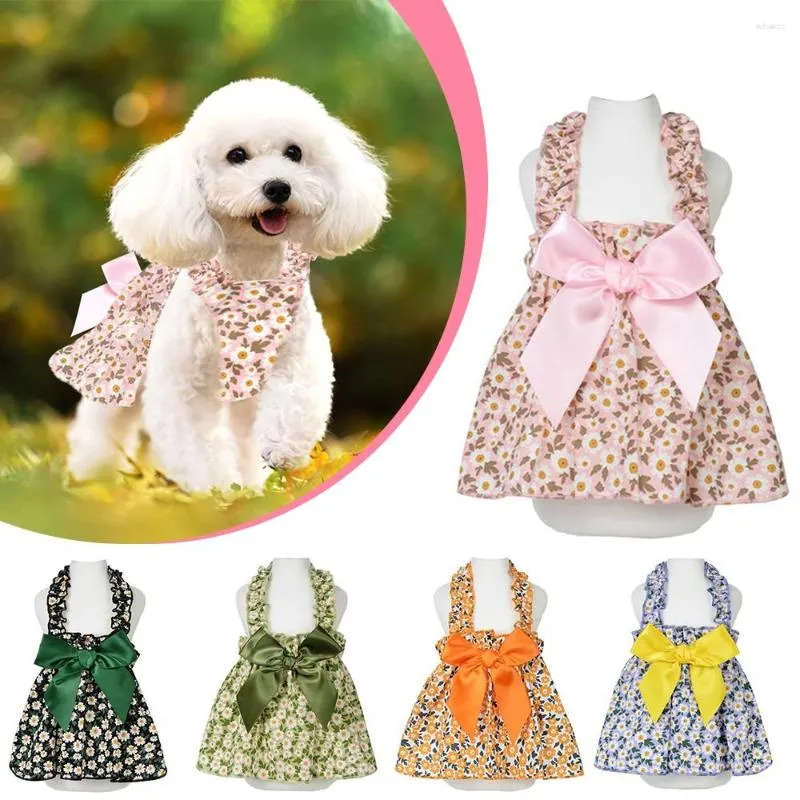 犬のアパレルペットドレススカート小さい犬用のかわいい綿プリントプリンセス夏の服ウェディングドレス製品