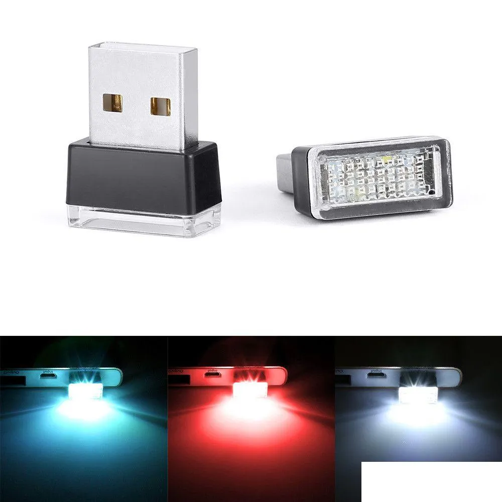 Lumières décoratives Mini LED voiture lumière intérieure USB atmosphère prise décor lampe accessoires d'éclairage de secours pour PC portable 7 Drop Del Dhjzc