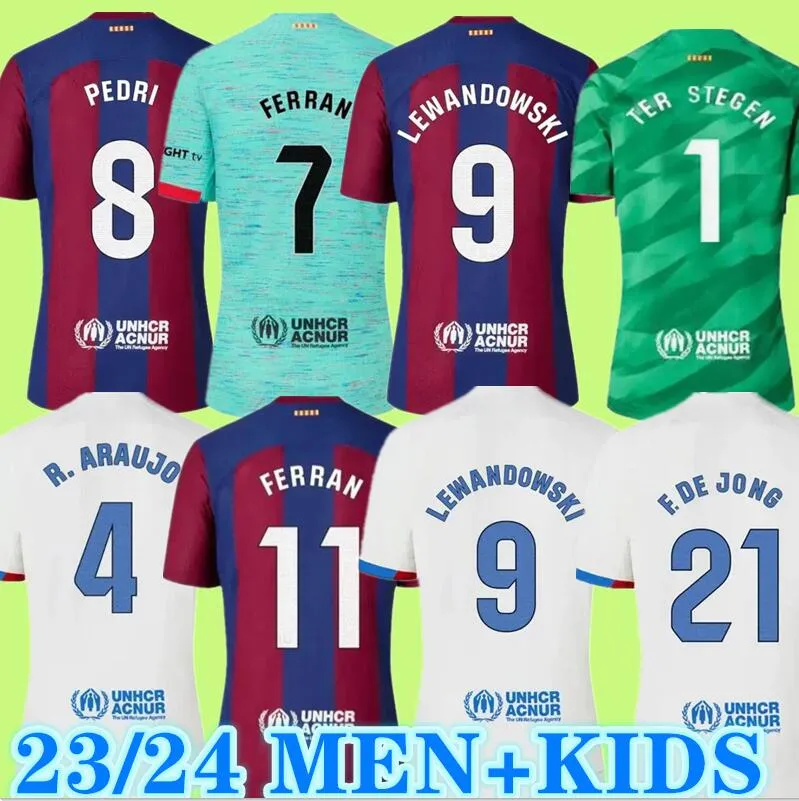 23 24 Lewandowski Pedri Gavi S Soccer Jerseys Ogan Ansu Fati F. de Jong Araujo ter Stegen 2023 2024 Barca Camiseta de Futbol Football Shirt