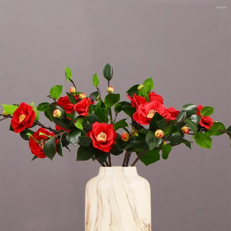 Dekorativa blommor 2023 6st konstgjorda blommor växter peony camellia 59 cm silke te rose faux grön växt diy hem trädgård konst bröllop