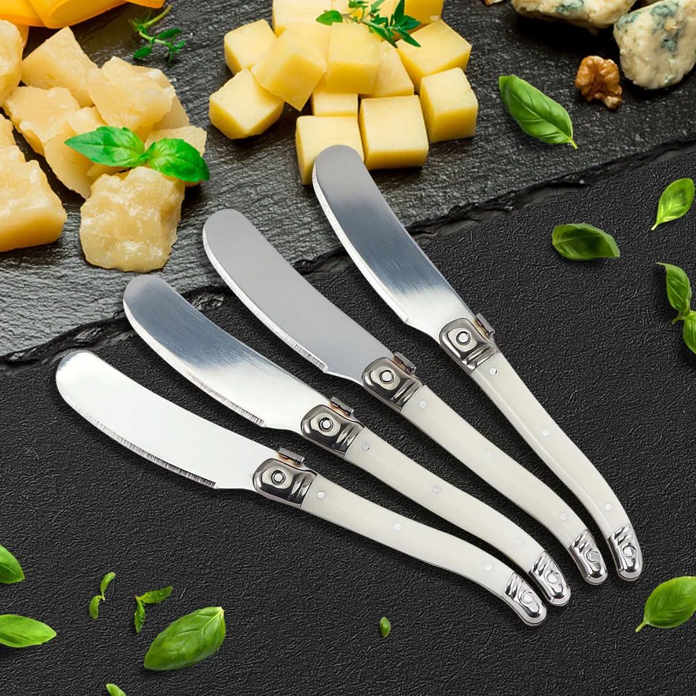 Cheese Tools 8Pcs Butter Knives Spatula Stainless Steel Jam Spreader Cake Slicer White Plastic Handle Knife 230918