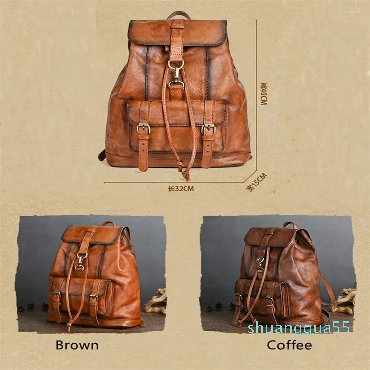 Genuine leather anti theft backpack shop