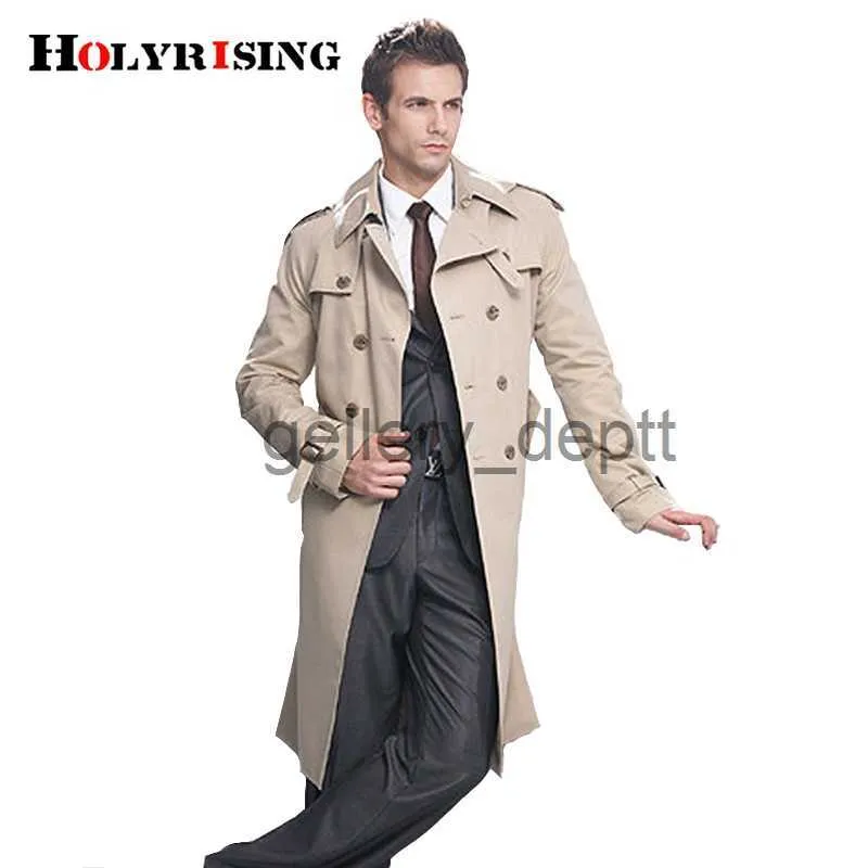 Herrgravrockar Trenchrock Män klassisk dubbelbröst Mens Long Coat Herrkläder Långa jackor Rockar British Style Overcoat S-6xl Size J230918