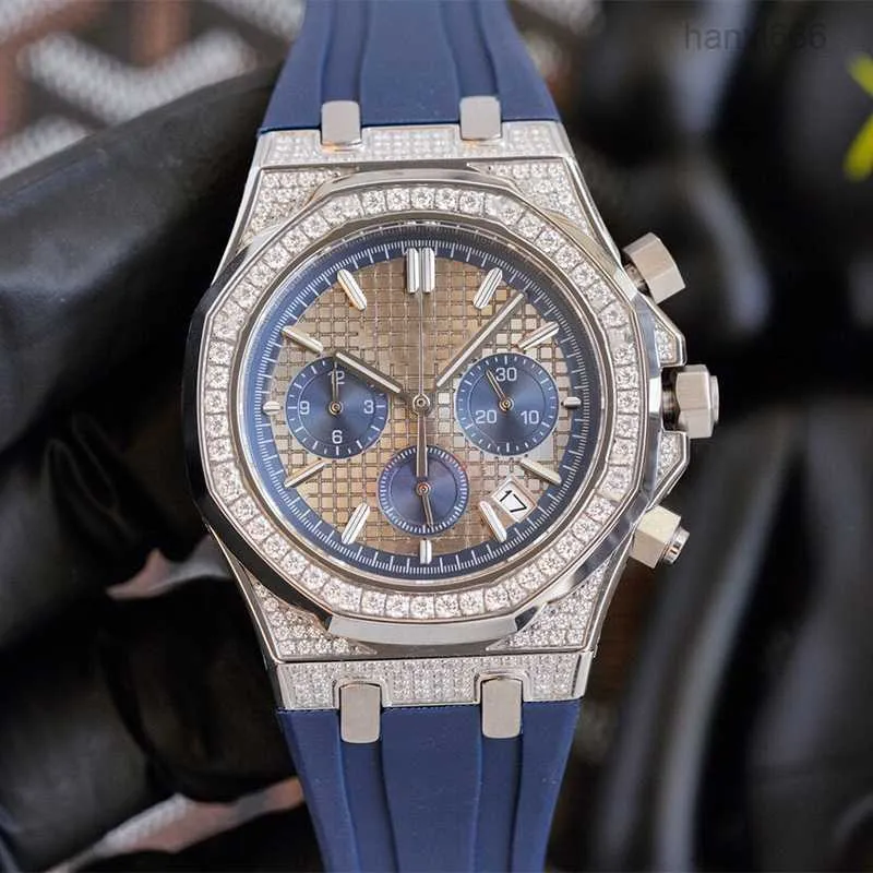 Кварцевые наручные часы с мягким резиновым ремешком 42 мм, сапфировые водонепроницаемые наручные часы Orologio Di Lusso, несколько цветов
