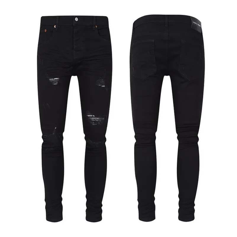 Mens Pure Black Pb Purple Skinny Jeans With Leg Rip Jean Patches From  Bigget, $30.89