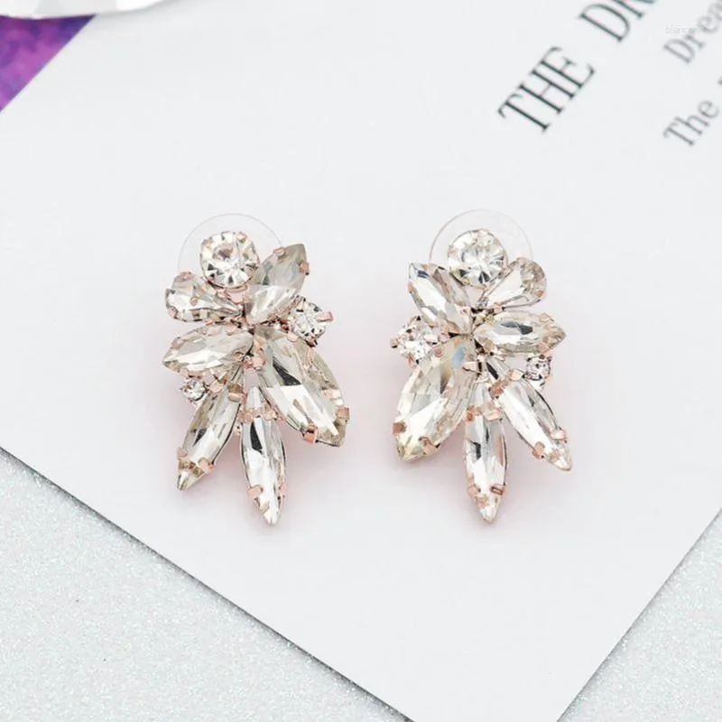 Headpieces 2023 Fashion Leaf Zircon Drop Earrings For Women White Gold Color Crystal Wedding Bridal Jewelry Gift Brinco