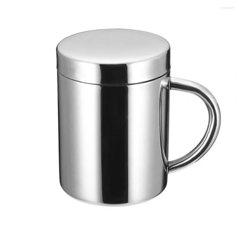 Muggar 210 ml/280 ml/400 ml HANDE Kaffemugg Double Vägg Multi-användningsanvändning Anti-Slip Mirror Polishing Cup med lock för hemmakontor