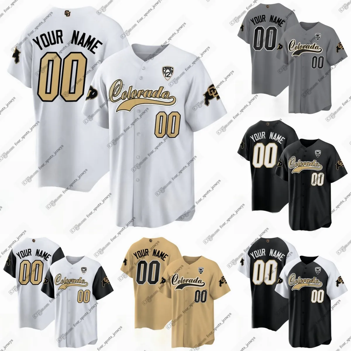 Save Big on Bulk Colorado Buffaloes Jerseys Custom NCAA Colorado Buffaloes  College Baseball Jerseys Shedeur Sanders Colton Allen Anthony Charlie - Main Image