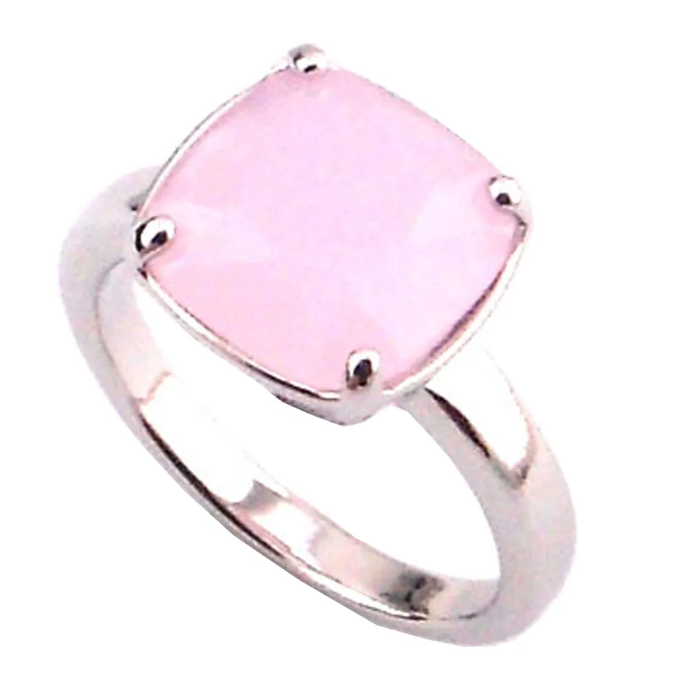 Anello rosa moda di vendita caldo Anello in pietra con zirconi cubici Anello carino placcato in rodio per le donne