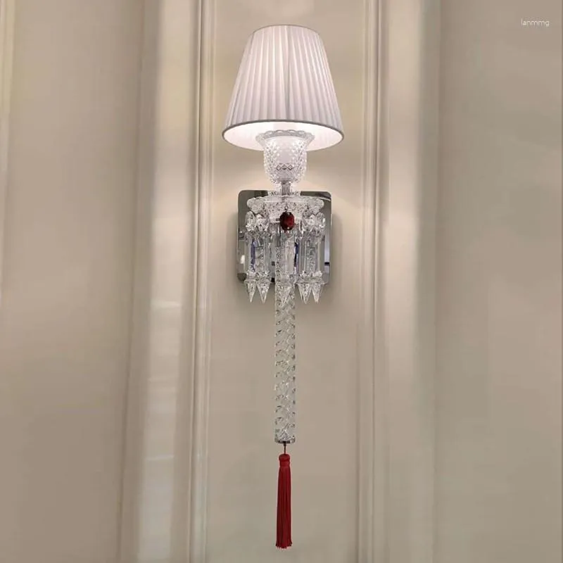 Wall Lamp Tall European-style Crystal LED Indoor Sconce For El Living Room Stairs Aisle Bedroom Long Fixture Lighting