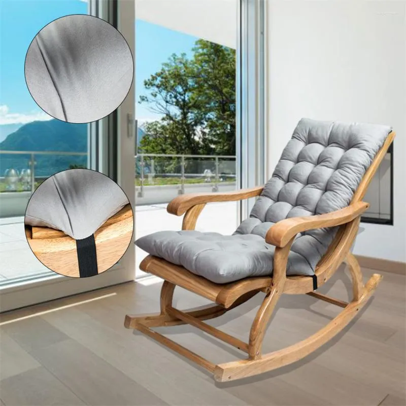 Rattan Rocking Chair with Soft Tatami Mat Outdoor Garden Pillow Recliner 48x120cm Grey Navy Blue Wine Red Black