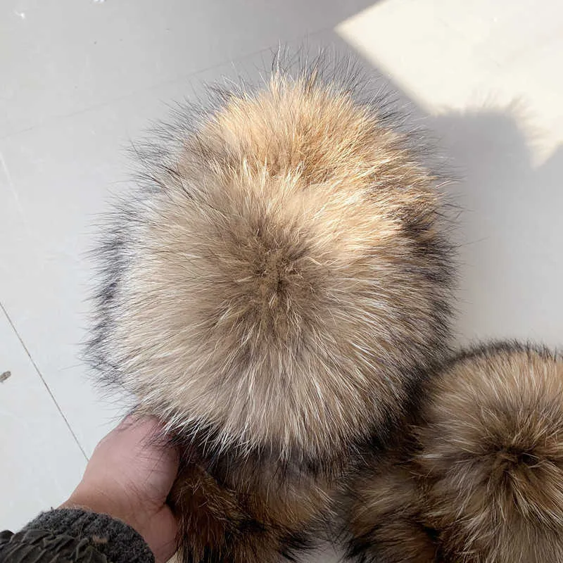 Real Raccoon Brown Teddy Fur Slides 2.0 With Fox Fur Babiq05 PVC Fur ...