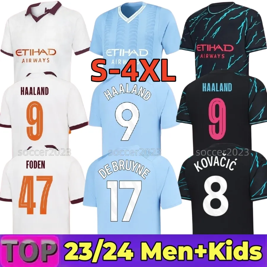 4XL XXXL 23 24 HAALAND JERSEYS DE FÚTBOL GREALISH MAHREZ MANS CITIES DE BRUYNE FODEN Camisetas de fútbol Camiseta para niños Conjuntos de kits J.Alvarez MANCHESTERS Uniforme de AÑO NUEVO