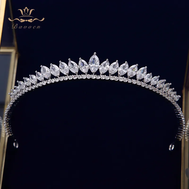 Biżuteria do włosów ślubnych Eleganckie liście przezroczyste cyrkon Tiars Fairbands Kryształowe narzeczone Akcesoria do włosów