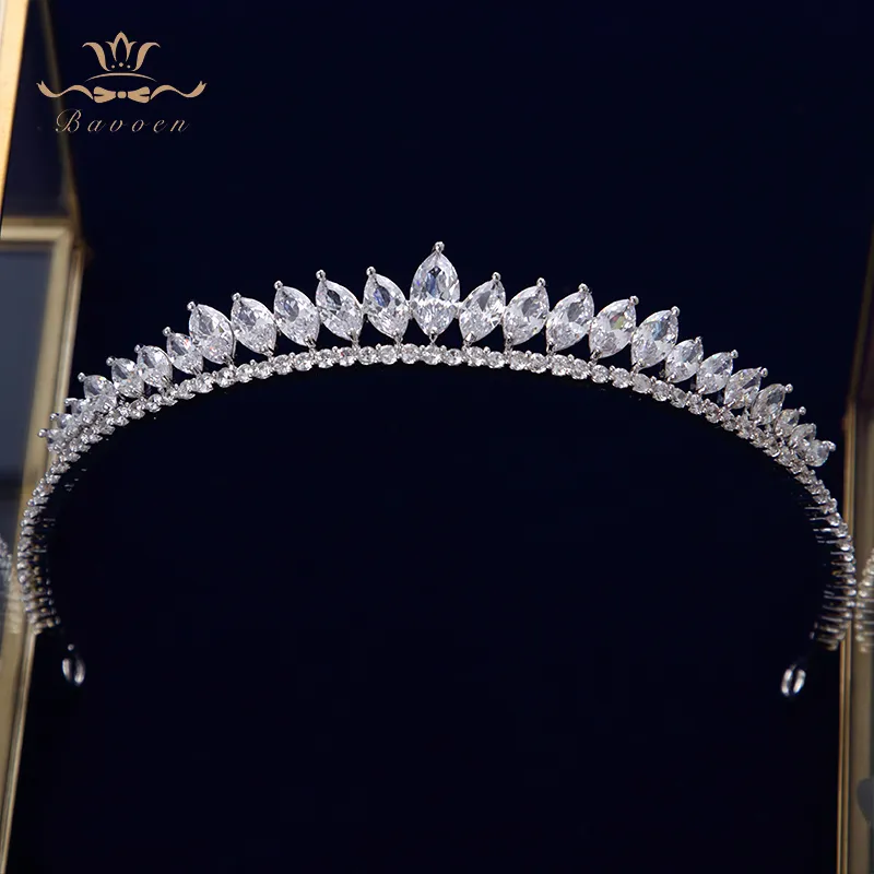 Wedding Hair Jewelry Elegant Leaves Clear Zircon Wedding Tiaras Hairbands Crystal Brides Hair Accessories Evening Jewelry 230918