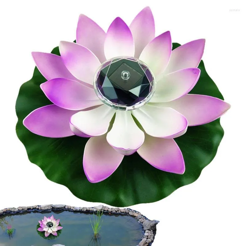 Décorations de jardin Lotus solaire flottant piscine lumière puissance LED lumières d'étang pour fleur plage pelouse et natation