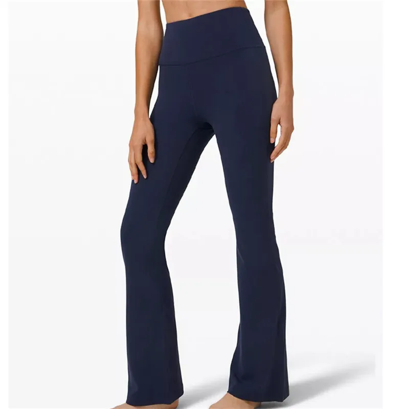 Capris Yoga Pants Lululemensレギンスパンツ女性服フルレングススキニーフレア5色利用可能な弾性ウエストデザイナークロス