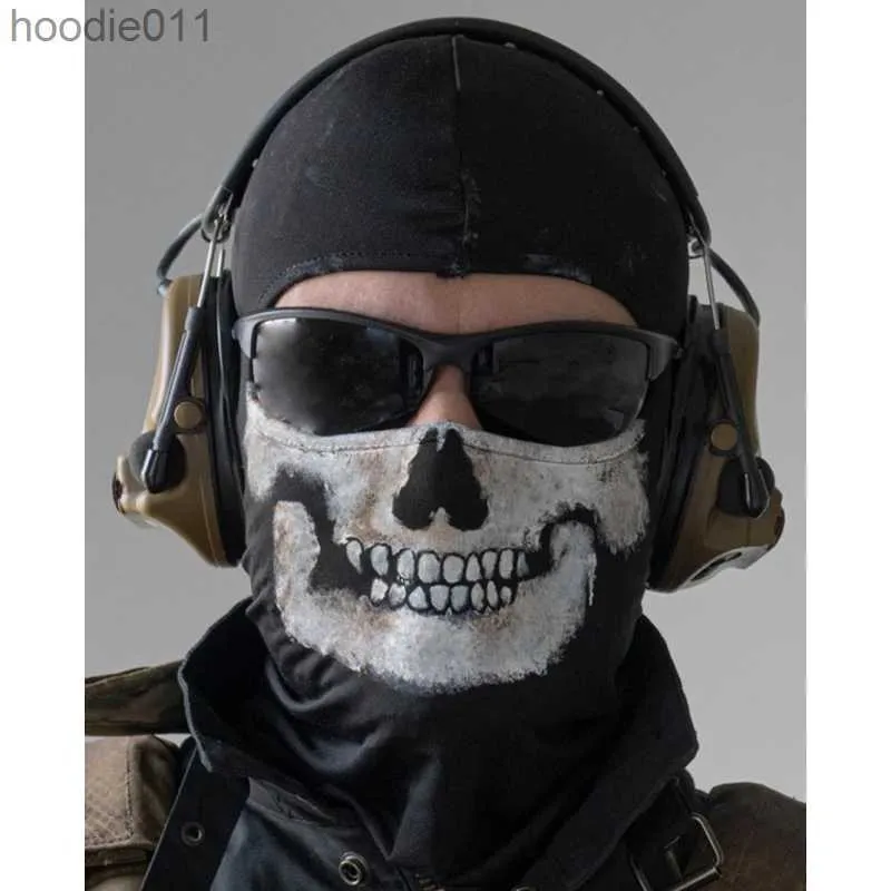 Acessórios de fantasia COD MW2 Ghost Skull Balaclava Ghost Simon Riley Face War Game Cosplay Máscara Proteção Crânio Padrão Balaclava Máscara L230918
