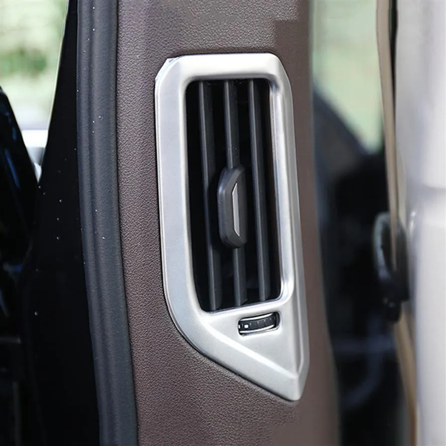 Moldura de saída de ar condicionado traseiro em aço inoxidável, guarnição 2 peças para BMW X5 G05 2019 Estilo de fibra de carbono B coluna decoração Covers3119