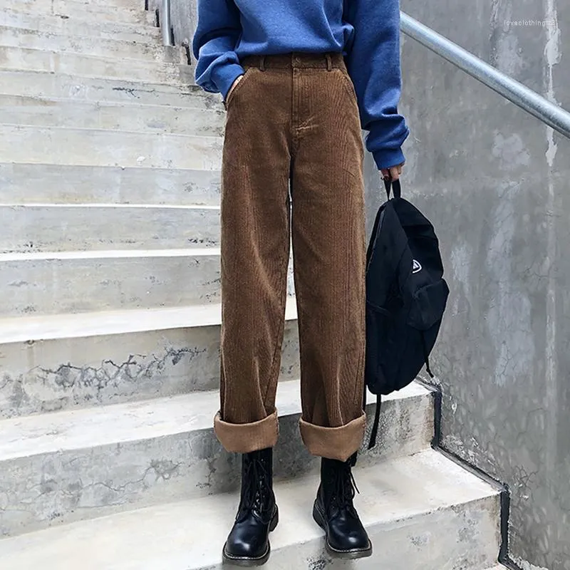 Women's Pants 2023 Vintage Corduroy Women High Waist Straight Female Autumn Winter Trousers Pantalon Femme