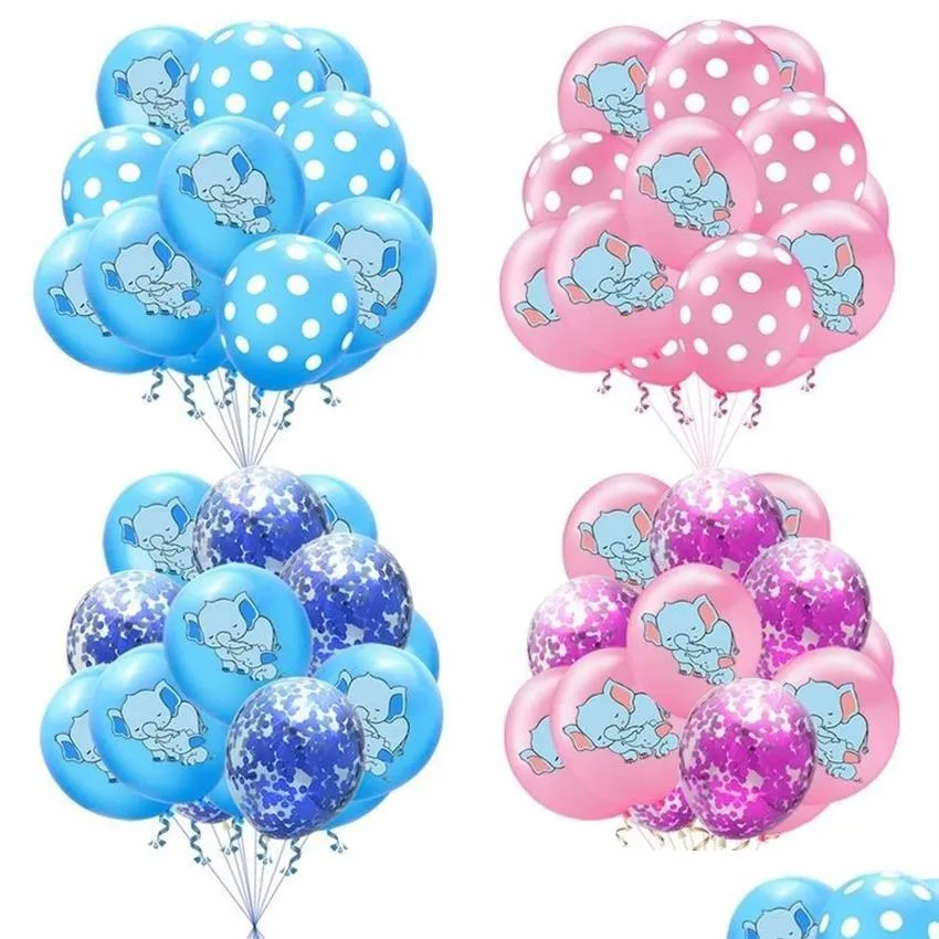 Led Speelgoed Feestdecoratie 15 Stuks Veel 12Inch Olifant Latex Ballonnen Gekleurde Confetti Verjaardag Decoraties Baby Douche Helium Ballon24 Dheu7