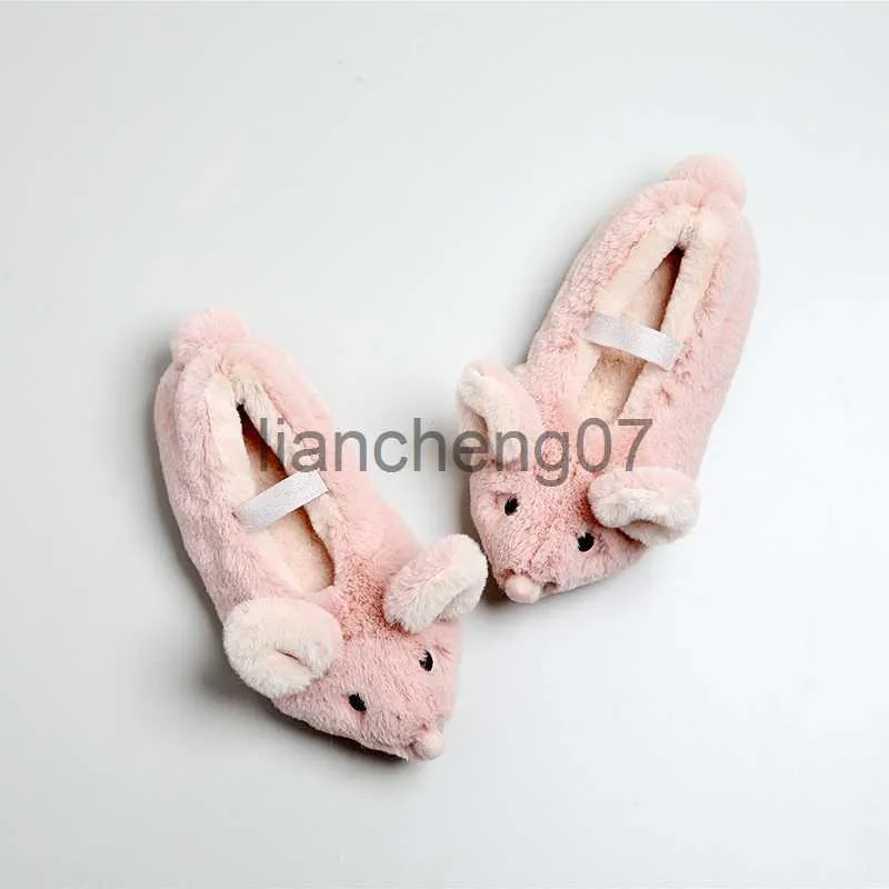 Slippers cute cartoon animals mouse pink funny children warm soft safe mute indoors winter autumn 2020 hot sale x0916