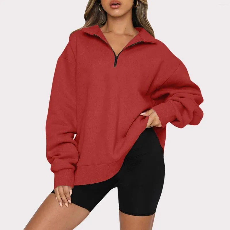 Women's Hoodies Oversized Half Zip Pullover Long Sleeve Plus Size Sweatshirts For Women Quarter Hoodie Girls Fall Blouse Clothes Sudaderas