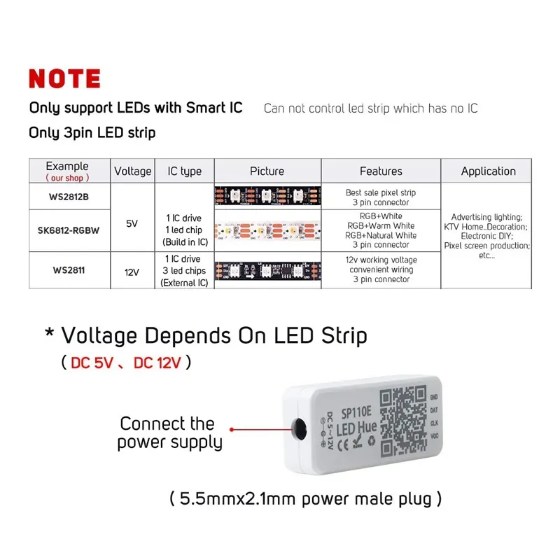 Edison2011 WS2812B WS2811 Addressable LED Bluetooth Controller iOS Android App Wireless Remote Control DC 5V~12V LED Strip Pixel