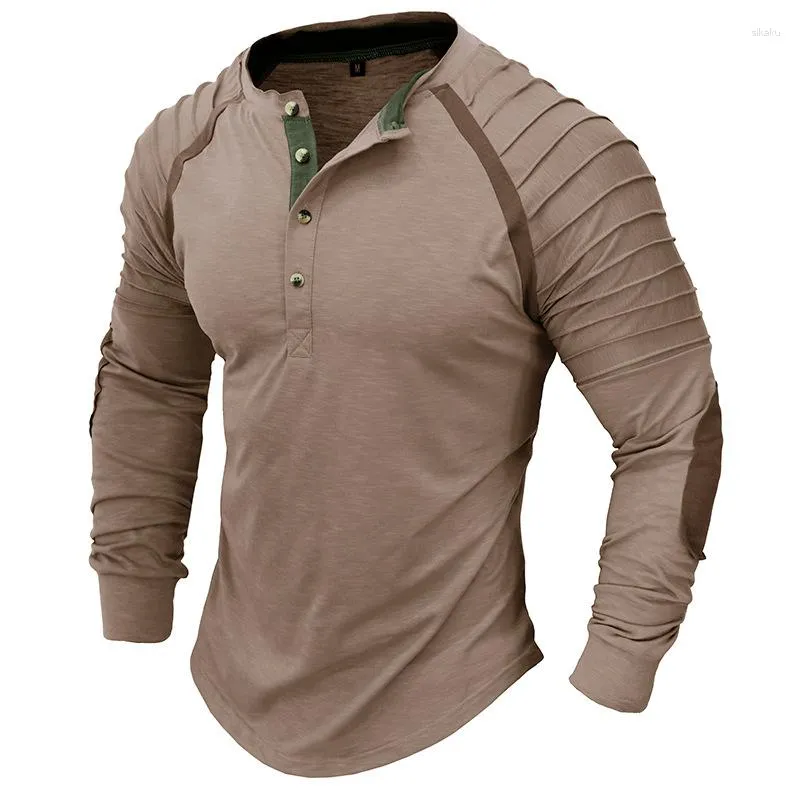 Men's T Shirts 2023 Outdoor Long Sleeve Henley Shirt VNeck Button T-Shirt Slim Lightweight Breathable Casual Basic Top