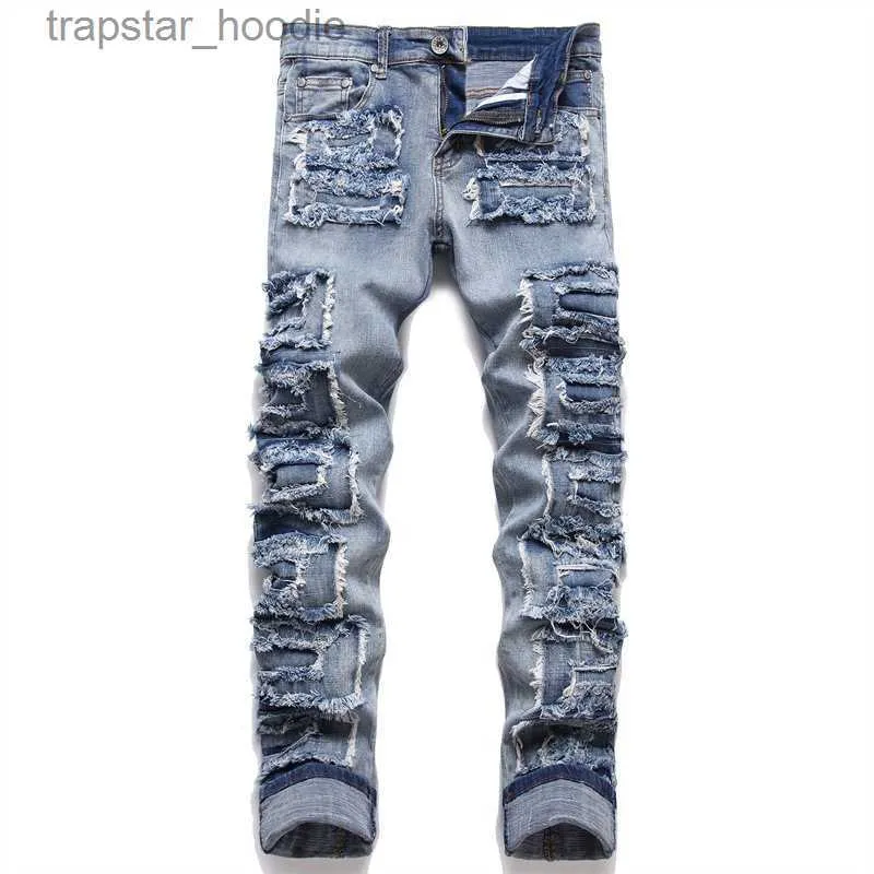 Jeans pour hommes Hip Hop Jeans Pantalons Plus Taille pour hommes Femmes Designer Punk Pantalon Patch Homme Rétro Mode High Street Moto L230918