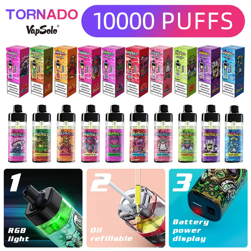 Original Tornado 10K Bouffées E Cigarettes Jetables Vape Pen 10000